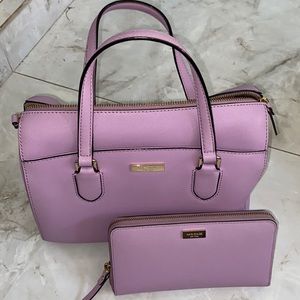 Purple Kate spade bag and wallet